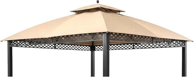 Garden Winds Durable Replacement Canopy Top Cover Compatible with The L-GZ1188PST-A Oakmont 10' x 12' Gazebo - Classic Sand, 350