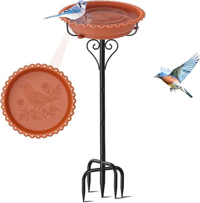 Bird Bath for Outside,40In Vintage Freestanding Bird Baths for Outdoors with Removable Bowl,Bird Baths Feeder with 5 Prongs Base for Garden Patio Yard Lawn Decor (Brown)