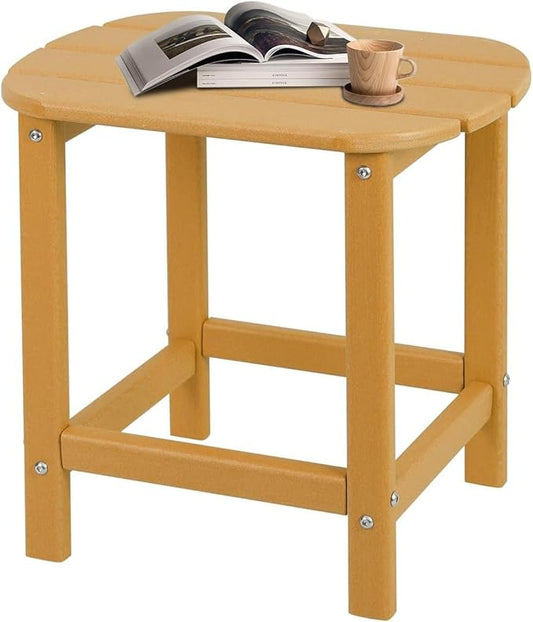 Outdoor Adirondack HDPE Side Table, Wooden Textured, Set for Patio, Garden, Porch, Pool Composite Patio, Backyard, Bathroom and Indoor, Maintenance & Weather Resistant