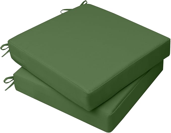 AAAAAcessories Outdoor Seat Cushions for Chairs, Waterproof, Fade-Resistant, 18.5" x 16" x 3", Patio Furniture Replacement Cushions, Set of 2, Dark Moss Green
