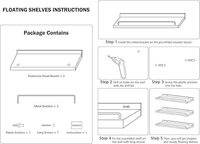 RYOFOBETTO Small Floating Shelf, 6 X 6 Inches Farmhouse Wall Shelves for Living Room, Bedroom, Picture Frames, Plants, Kitchen, Set of 3 (Black)