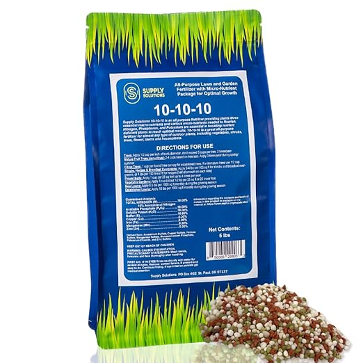 Supply Solutions 10-10-10 Complete Lawn & Garden Granular Fertilizer with Micronutrients – Balanced NPK Plant Food for Soil Health, Blooms & Roots – Safe for Vegetables, Fruits, Lawns (5 Pounds)