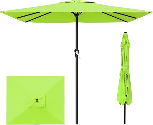 AreShark 8' x 10' Rectangle Patio Umbrellas for Outdoor, Outdoor Table Umbrella, Large Outdoor Patio Umbrellas with 8 Sturdy Ribs for Pool, Garden, Market (Apple Green)