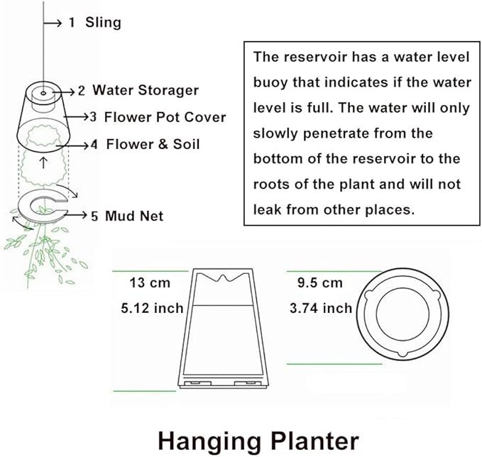2 PCS Upside-Down Planter Hanging Flower Pot Planter for Balcony Garden Home Decoration (White)