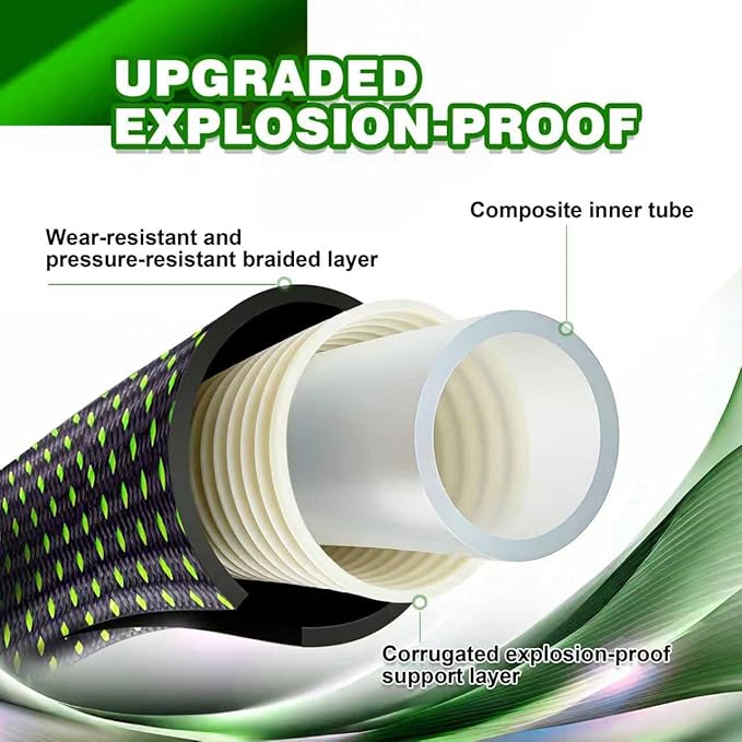 100ft Lightweight Non-Expandable Garden Hose with 10-Pattern Nozzle - Anti-Kink, Durable Triple-Layer Construction, Flexible All-Weather Hose for Watering, Car Wash, Pet Bathing
