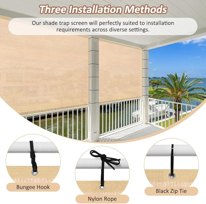90% Shade Cloth with Grommets, 8 x 10 FT Sun Shade Tarp Pergola Shade Cover Canopy, UV Block Privacy Sun Screen for Outdoor, Patio, Garden, Porch and Deck, Beige