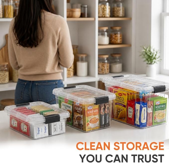 Superio 2.5 Quart Clear Plastic Storage Boxes with Lids, Stackable Organizer Containers, BPA-Free Storage Bins for Home, Office, School & Dorm, 12 Pack