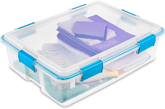 Sterilite Gasket Storage Box with Lids for Home & Office, 37 Quart, 4-Pack