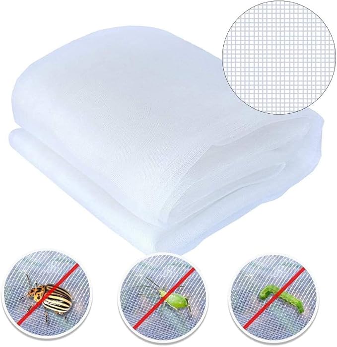 Agfabric Garden Netting 10'x50' Insect Pest Barrier Bird Netting for Garden Protection,Row Cover Mesh Netting for Vegetables Fruit Trees and Plants,White