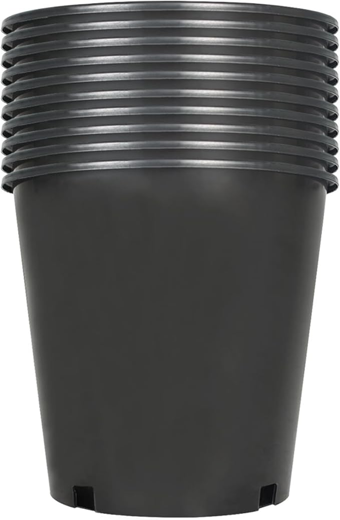 10 Pack 2 Gallon Black Nursery Pot Planter Grower Flower Pot Garden Seedling Planters Containers, Plastic Injection Molded Pots with Drainage Holes
