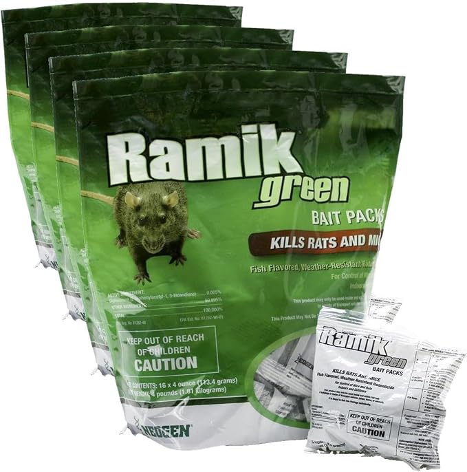 Neogen 698782 Green Ramik Nuggets Place Pack Pouch, 1/2 in Bait (Pack of 4)