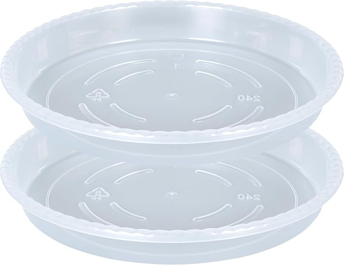 OVZILKI Plant Saucer 2 Pack of 12 inch, Clear Plastic Flower Plant Pot Saucer, Heavy Duty Plant Drip Trays Saucers for Indoor, Plant Water Tray for Planters