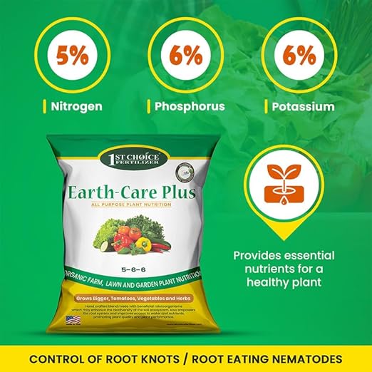 Earth-Care Plus 5-6-6 Organic Fast Acting Fertilizer for Plants - Water-Soluble Plant Food for Vegetables, Trees, Flowers - Boost Growth for Lawns, & Gardens 1728lb (432 Packs Pallet)