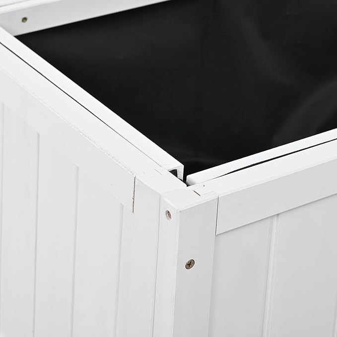 Merax 35.4''x17.7''x37.4'' Raised Garden Bed, Compact 2 Doors Garden Greenhouse with Wheels, Mini Wood Cold Frame Planter Box Stand for Backyard, Patio, Balcony w/Bed Liner,White