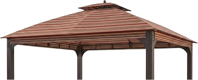 Garden Winds Durable 350 Replacement Canopy Top Compatible with Shadow Creek 10’ x 12’ Gazebo Model L-GZ1140PST - Stripe Canyon