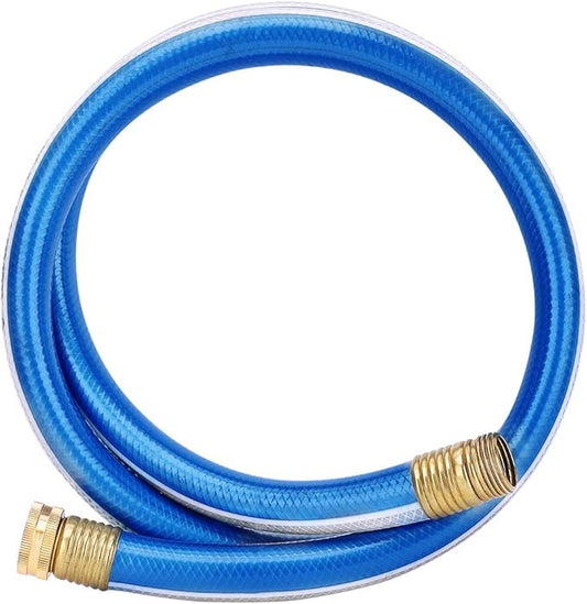 Lead-in Blue Short Garden Hose 3/4 in. x 5 ft. -No Kink, Leak Free, Flexible, Male to Female Fittings -Heavy Duty Lightweight PVC Water Hose -150PSI Work & 500PSI Burst, for Reel Cart & Commercial Use