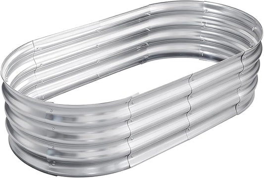 TATAANTY Galvanized Raised Garden Bed for Outdoor: 4X2X1ft Durable Metal Vegetable Plant Container Kit - Oval Planter Box for Gardening Flower Trough