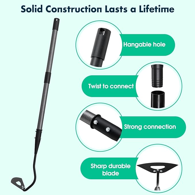 Lilyvane Hardened Hollow Hoe with Long Handle - 85 Inch -Heavy Duty Garden Hoes for Weeding Loosening Soil Digging Planting Ridging, Handy Hoe Garden Tool