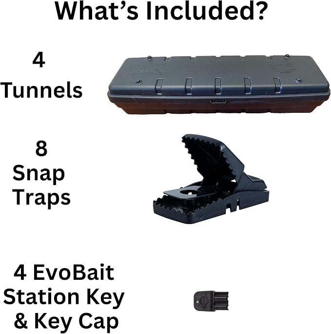 Tunnel Trapping System - Full CASE Bait Station and Trap Station Includes 8 Individual Reusable Snap Traps | 4 Individual Tunnels in Set | Made in USA