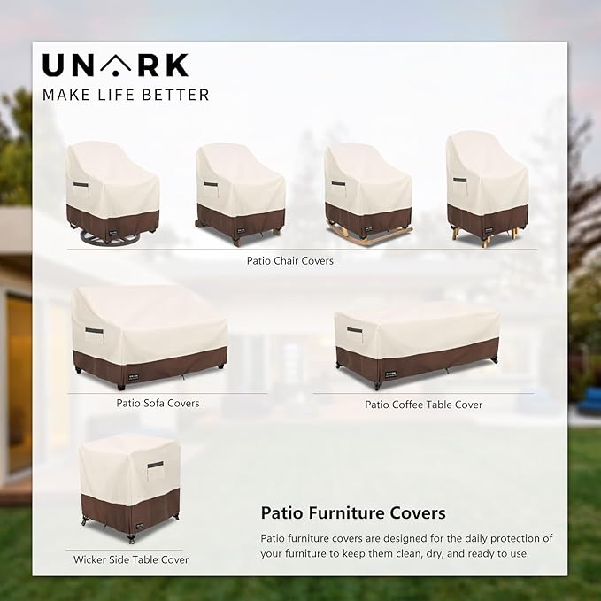 Outdoor Swivel Chair Covers Waterproof 2 Pack, Outdoor Chair Covers Patio Furniture Cover for Deck Patio Swivel Chair Heavy Duty, 28 W x 32 D x 36 H inches Beige and Brown