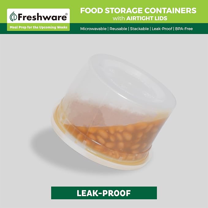 Freshware [72 Pack, 64 oz 1/2 Gallon Plastic Deli Food Storage Soup Containers With Airtight Lids, Slime Containers, Freezer Safe | Meal Prep | Stackable | Leakproof | BPA Free, Clear