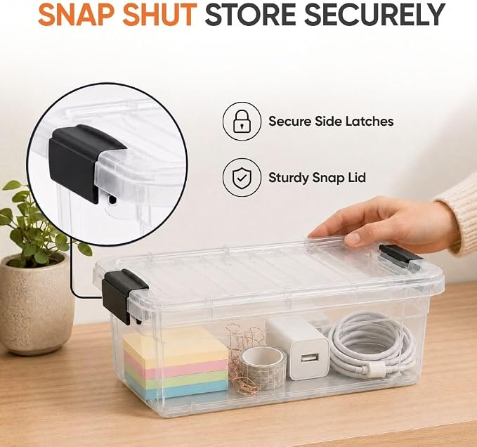Superio 1.85 Quart Clear Plastic Storage Boxes with Lids, Stackable Organizer Containers, BPA-Free Storage Bins for Home, Office, School & Dorm, 10 Pack