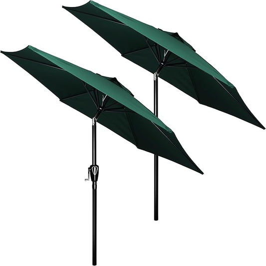 HealSmart 7.5ft Patio Umbrella with Push Button Tilt/Crank, Outdoor Table Market Yard Umbrella, 6 Sturdy Ribs for Garden, Deck, Backyard, Pool