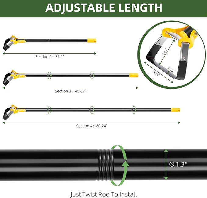 YUCEEN Hoe Garden Tool,Scuffle Garden Hoe for Weeding 30-60 Inch,Long Handle Heavy Duty Adjustable Hula Hoe,Gardening Stainless Steel Loop Stirrup Action Hoe