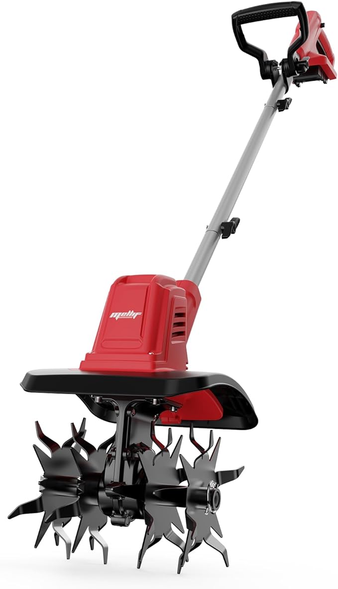 Cordless Brushless Garden Tiller Cultivator Compatible with Milwaukee 18v Battery(Tool Only), 10’’ Wide 7’’ Deep Electric Soil Rototiller, 48-Tine Mini Rotary Aerator for Garden Beds &Soil Preparation