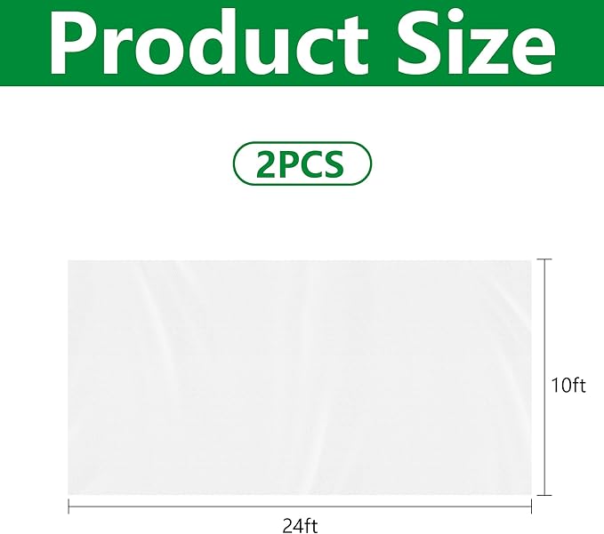 DECOHS 2 Pcs Plant Sun Protection Cloth, 24 x 10 Ft Garden Plant Shade Cloth, Non-Woven White Light Refraction Sunshade Cloth for Protecting Plants Vegetable Rows from Direct Sunlight