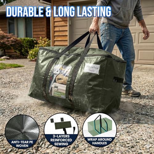 TAILI 10 Pack Green Extra Large Moving Bags,Storage Bag with Visible Window