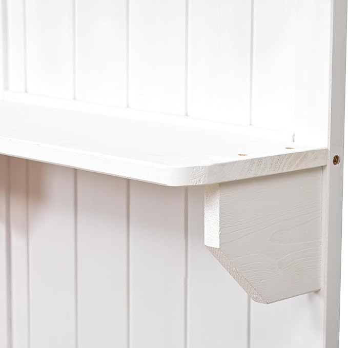 RUNNA Potting Bench with Hutch, 50.2" Solid Fir Wood Garden Workstation, Large Countertop, 2 Shelves, 2 Cabinets, 3 Side Hooks, Outdoor Planting Table for Gardening (White@080, 50.2-Inch)