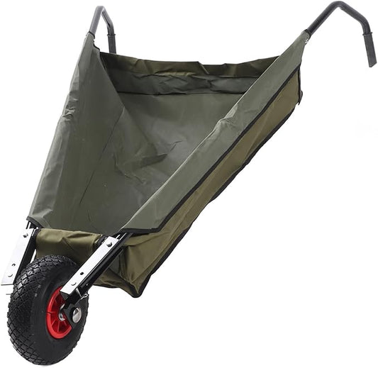 Collapsible Garden Wheelbarrow, Large Capacity Foldable Yard Cart with 10 Inch Pneumatic Wheels and Steel Frame, for Moving Grass Weeds Bark Soil, Collapsible Wheelbarrow