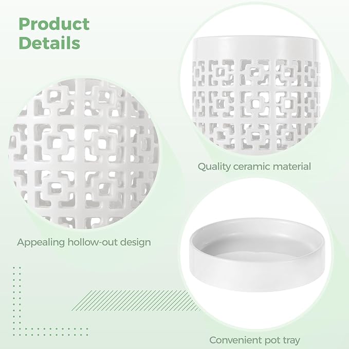 Ceramic Orchid Planter with Holes Orchid Pots with Tray for Home Plant Decoration, Quality Ceramic Material Breathable Design Ideal for Indoor and Outdoor Use