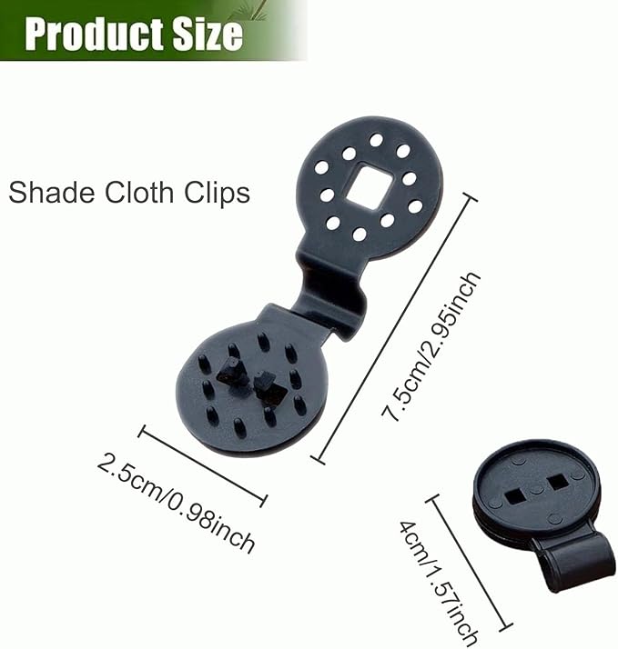 Shade Cloth Clips,Shade Cloth Heavy Duty Lock Grip, Sunscreen & Sunshade Retaining Net Clip for Tarp, Garden, Greenhouse (20, Black)