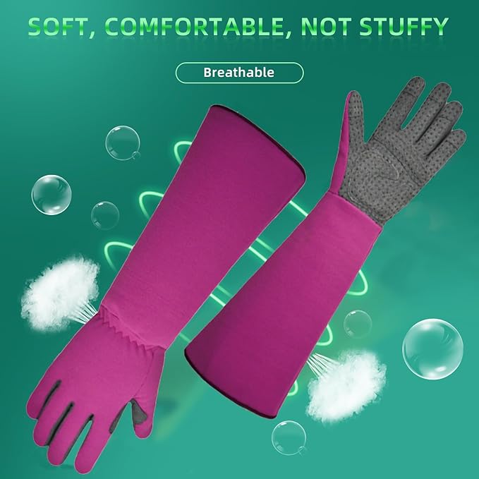 Gardening Gloves, Thorn Protective, Forearm Protection, Yard Work, Pruning, Outdoor Activity, Comfortable (pink, large)
