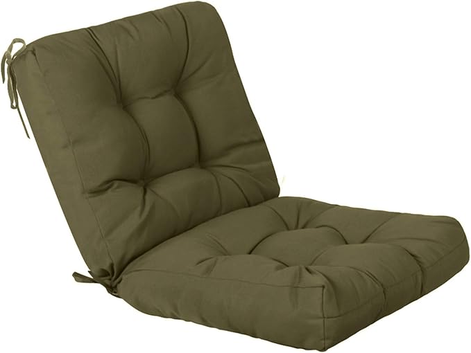 QILLOWAY Outdoor Chair Cushion for Patio Furniture, Waterproof Patio Cushions with Ties, Fade Resistant Replacement Pads for Outdoor Rocking Chairs,Sage