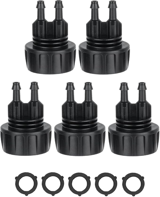 5 Pack Drip Irrigation Hose Connectors,1/4 Inch Drip Irrigation Tubing x 3/4 FHT Swivel Garden Faucet Dual Adapter, Convert 3/4" Garden Hose to 1/4" Drip Irrigation Parts