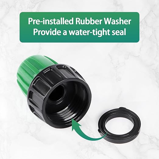 RedChili 6 Pcs 1/2 Inch Drip Irrigation Tubing to Faucet/Garden Hose Adapter, 3/4" FHT to 1/2" (1/2" ID x0.6-0.65" OD) Drip Irrigation Fittings Female Garden Hose Water Line Connector