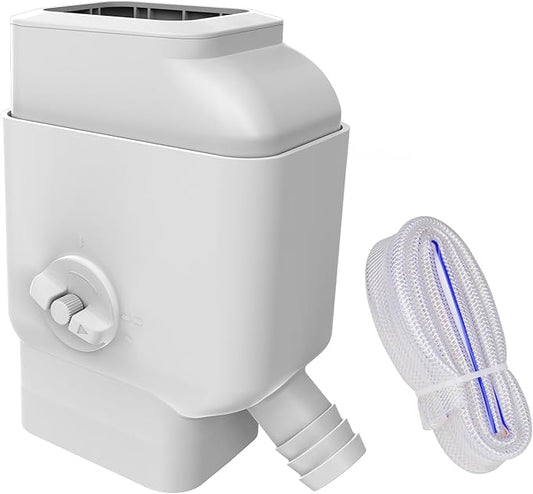 Prestantious Gutter Downspout Diverter with Built-in Filter Screen Fits for 2"x3" and 3"x4" Downspout, Rainwater Collection System with Adjustable Valve and 4ft. Hose, Diverts Large Water Flow, White