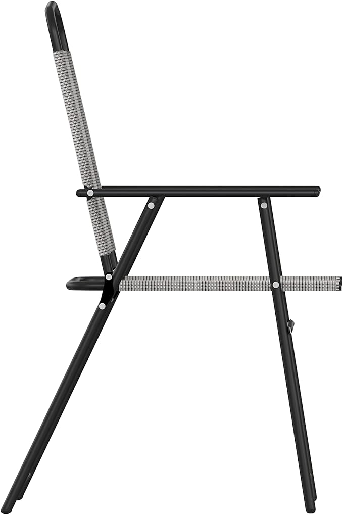 Flash Furniture Mystic Folding Patio Sling Chairs, Outdoor Textilene Lawn Chairs with Armrests, Set of 2, Gray