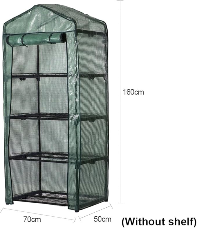 4 Tier Mini Garden Greenhouse Cover, Garden Replacement Cover with Roll-up Zipper Door, Waterproof Clear Greenhouse Cover, Plastic Mini Greenhouse for Flowers Plants and Vegetables