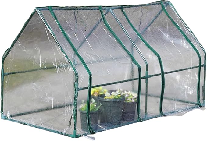 DULRLLY Outdoor Transparent PVC Hot House Cover, 71W X 36D X 36H Portable Tunnel Greenhouse, UV Protected Garden Green House for Herb Flower Vegetable Growing (NO Iron Frame)