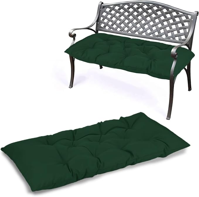 Yddsky 47.3 in Waterproof Indoor/Outdoor Garden Bench Seat Cushions，Thicken Patio Bench Soft Rocking Chairs Pad Lounger Seat for Wicker Loveseat Settee（47.3 X 19.6 X 3.16 in Dark Green）