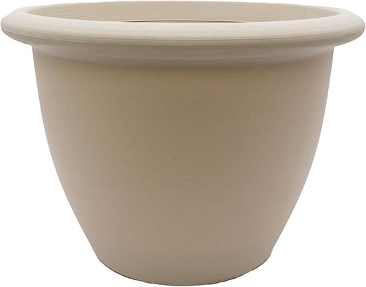 The HC Companies Sevilla Flower Planters - Durable Outdoor & Indoor Planter - Round Lightweight Self Watering Plant Pots for Herbs & More (16" Cottage Stone, Pack of 1)