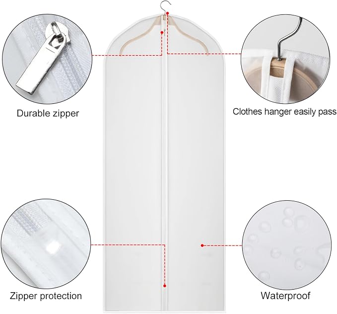 60 Inch Garment Bags 20 Pack Dress Bags for Gowns, Closet Storage