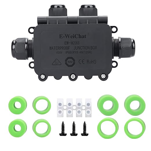 Waterproof Junction Box Outdoor，ip68 4 Way A Waterproof Junction Box, Small Waterproof Box,Electrical Junction Box Suitable for Indoor and Outdoor Lighting fixtures, Landscape Lighting