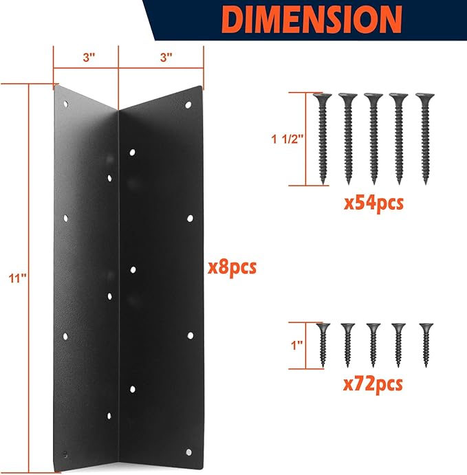 Set of 8 Raised Garden Bed Corner Brackets with Screws for 20"-24" Bed ,Rust Resistant Raised Bed Corners and Metal connectors 11" x 3" x 3" for Garden Vegetable Planter