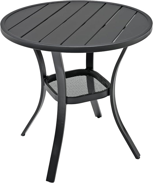 Anmutig Metal Small Outdoor Patio Round Dining Table with Weather-Resistant - 27.5" Black