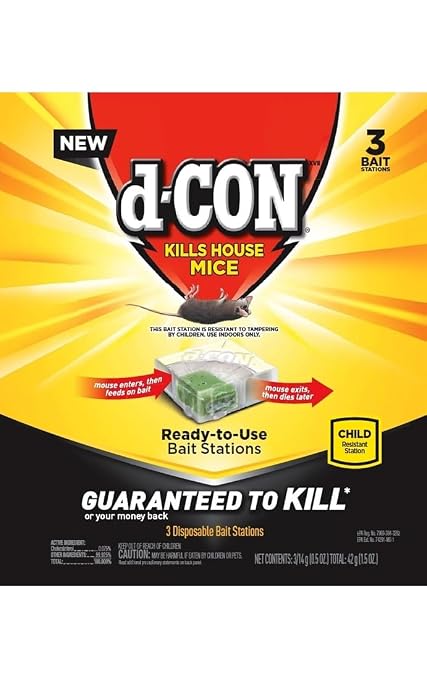 d-Con Disposable Corner Fit Mouse Bait Station - 0.5 Oz (Pack of 3)